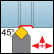 Exter. carrée, att. 45°
